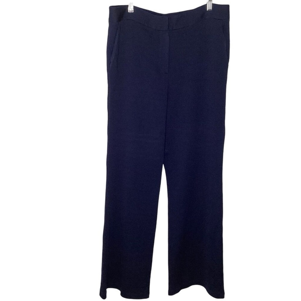 St Johns Pants Women's Sz 10 Navy Blue Emma‎ Knit Wool Blend Pockets Luxury